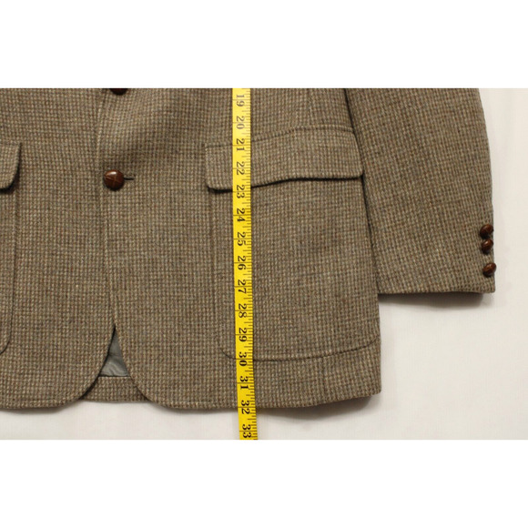 Sterling Hunt Blazer Men 42 100% Pure Virgin Wool Houndstooth Tweed Tan VTG - Picture 5 of 14